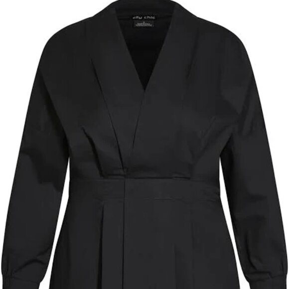 CITY CHIC Sophisticated Shirt with Long Sleeves in Black Size 16W Brand New - Picture 2 of 8